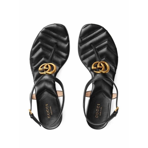 NEW Women's Double G Block Heel Thong Sandals Sz 37.5 EU - Picture 1 of 11